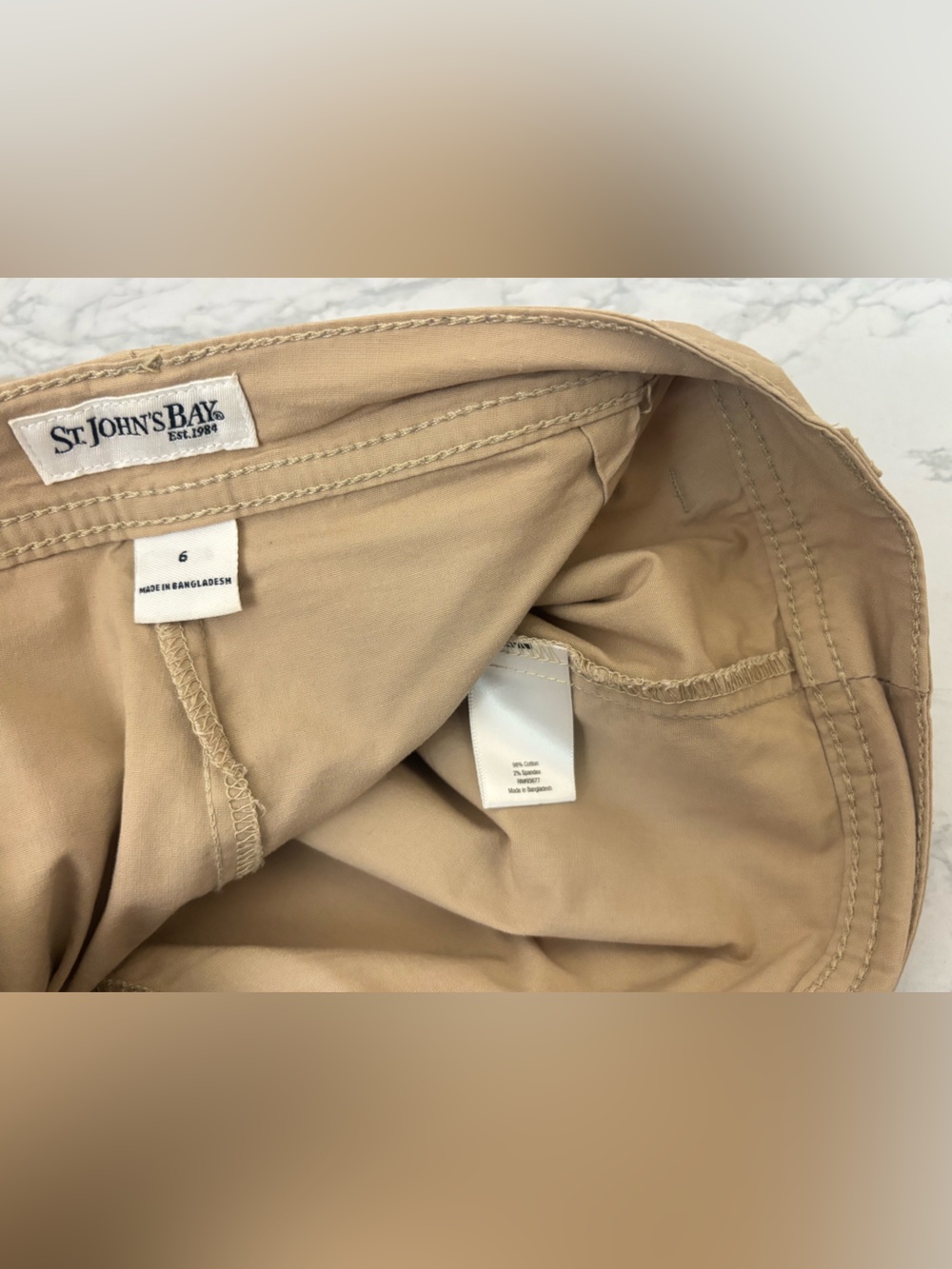 St. John's Bay Skirt Womens Sz 6 Khaki Tan Lightweight Stretch Shorts Lined - Picture 12 of 12